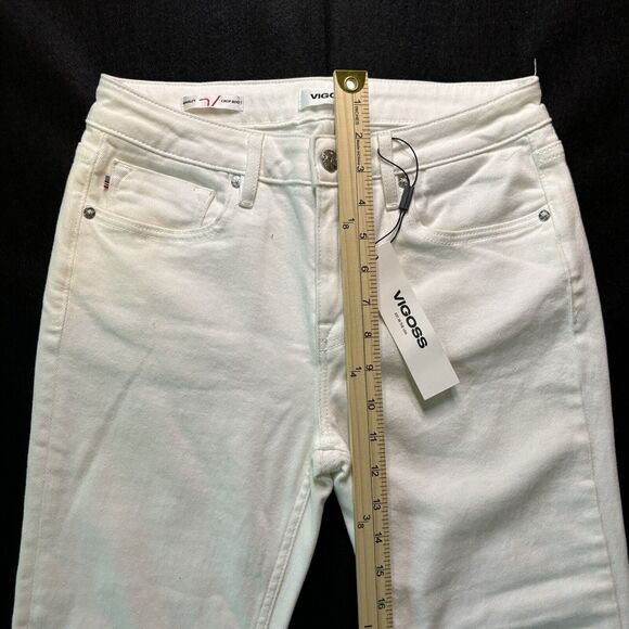 Vigoss Womens Marley Crop Boot White Jeans Unfinished Hem Size 28 - Picture 5 of 11